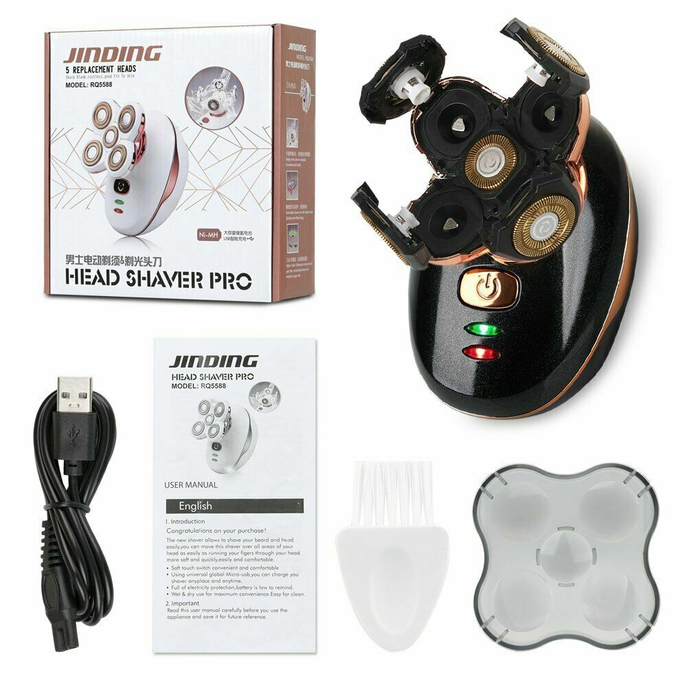 5-in-1 Rotary Electric Shaver for Bald Head Beard Hair Trimming Waterproof