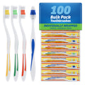 Bulk 100 Medium Soft Toothbrushes Set - Individually Wrapped, Standard Size, Disposable for Travel & Commercial Use