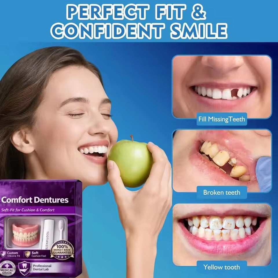 Moldable Silicone Cosmetic Denture Set for Smile Enhancement - Upper & Lower