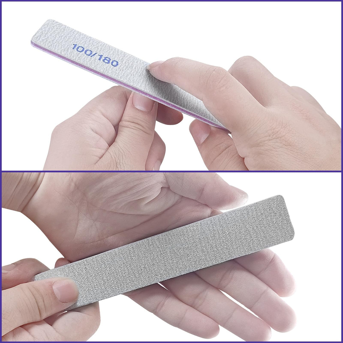 Professional Double-Sided Nail Files 100/180 Grit for Natural & Acrylic Nails