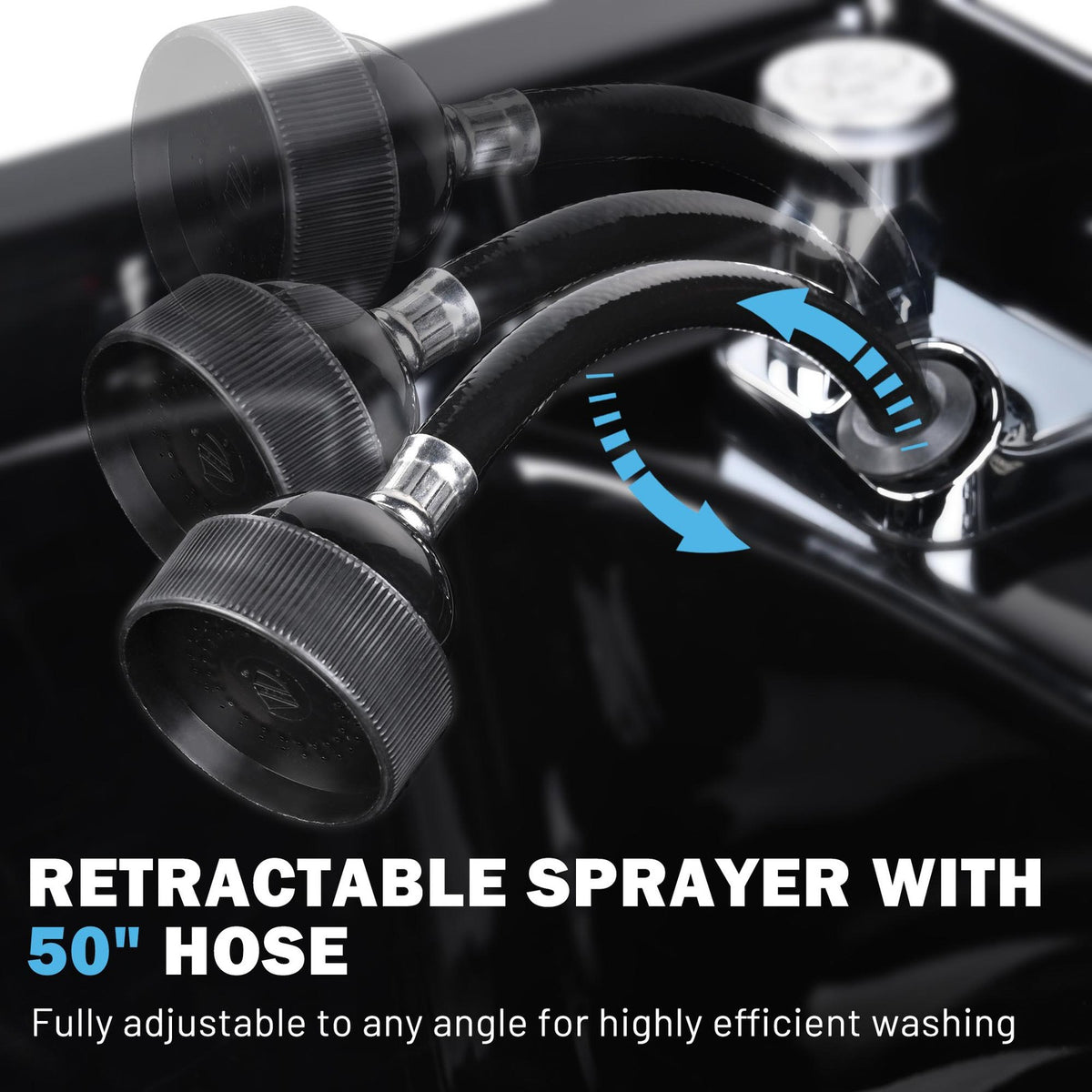 Salon Shampoo Bowl with Neck Rest and Extendable Sprayer for Hair Washing