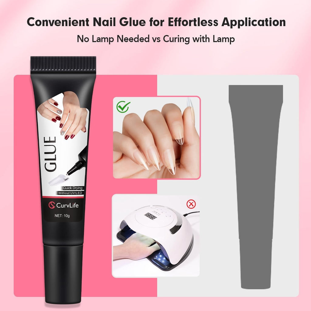 Nail Glue & Remover Set - Quick Drying Semi Solid Nail Adhesive 10g & 10ml Remover