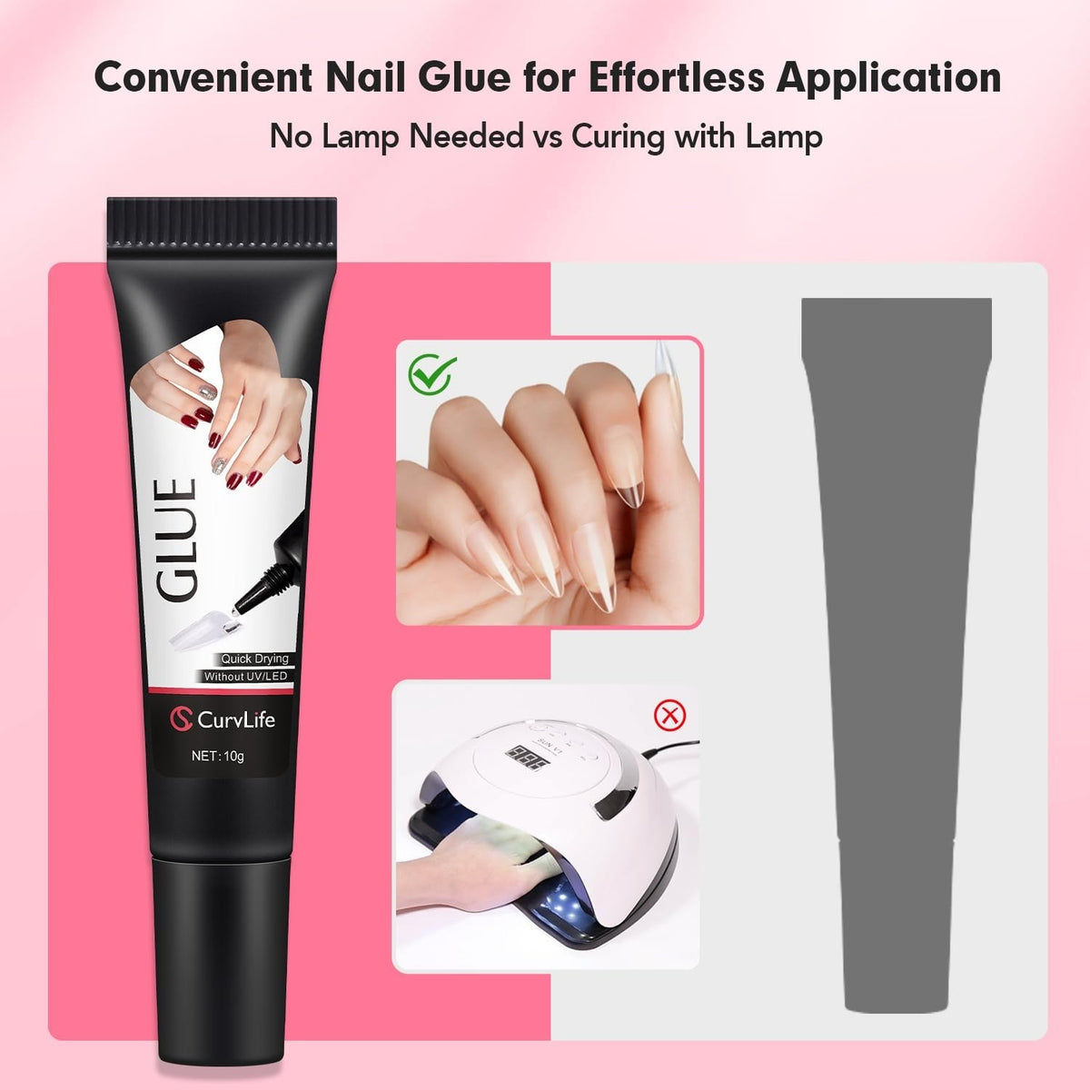Nail Glue & Remover Set - Quick Drying Semi Solid Nail Adhesive 10g & 10ml Remover