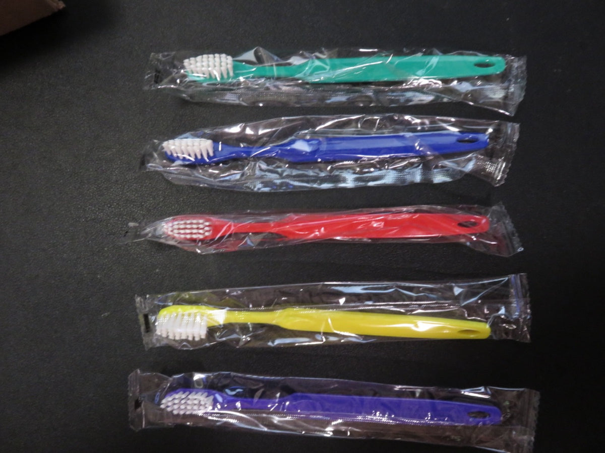 72-Pack Assorted Color Plastic Travel Toothbrushes in Individual Cases