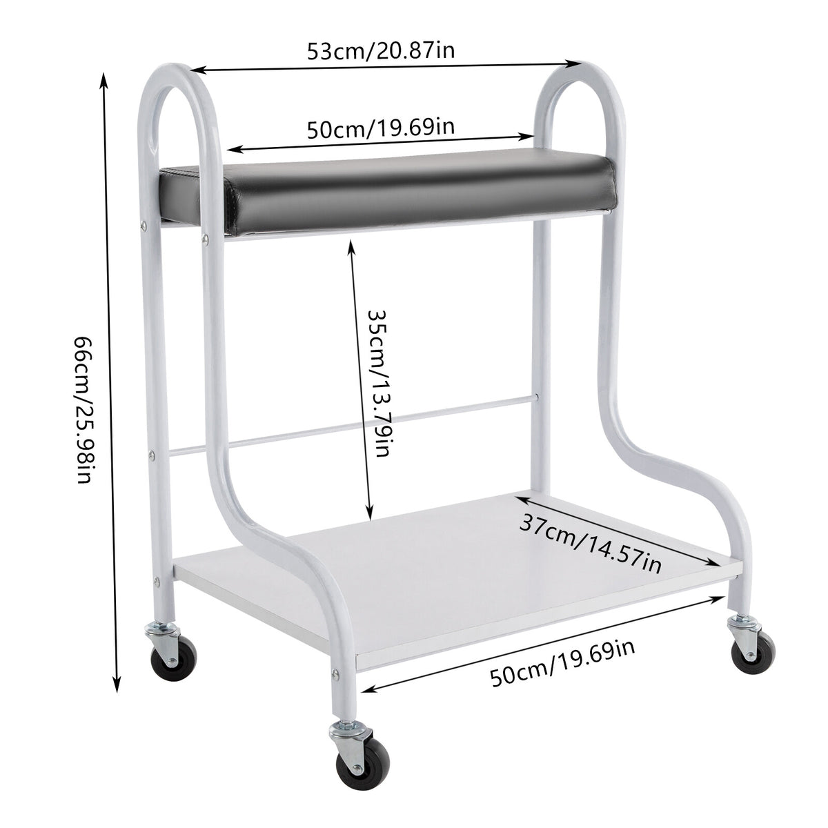 Portable Foot Bath Spa Trolley Cart with Foot Rest for Nail & Foot Care
