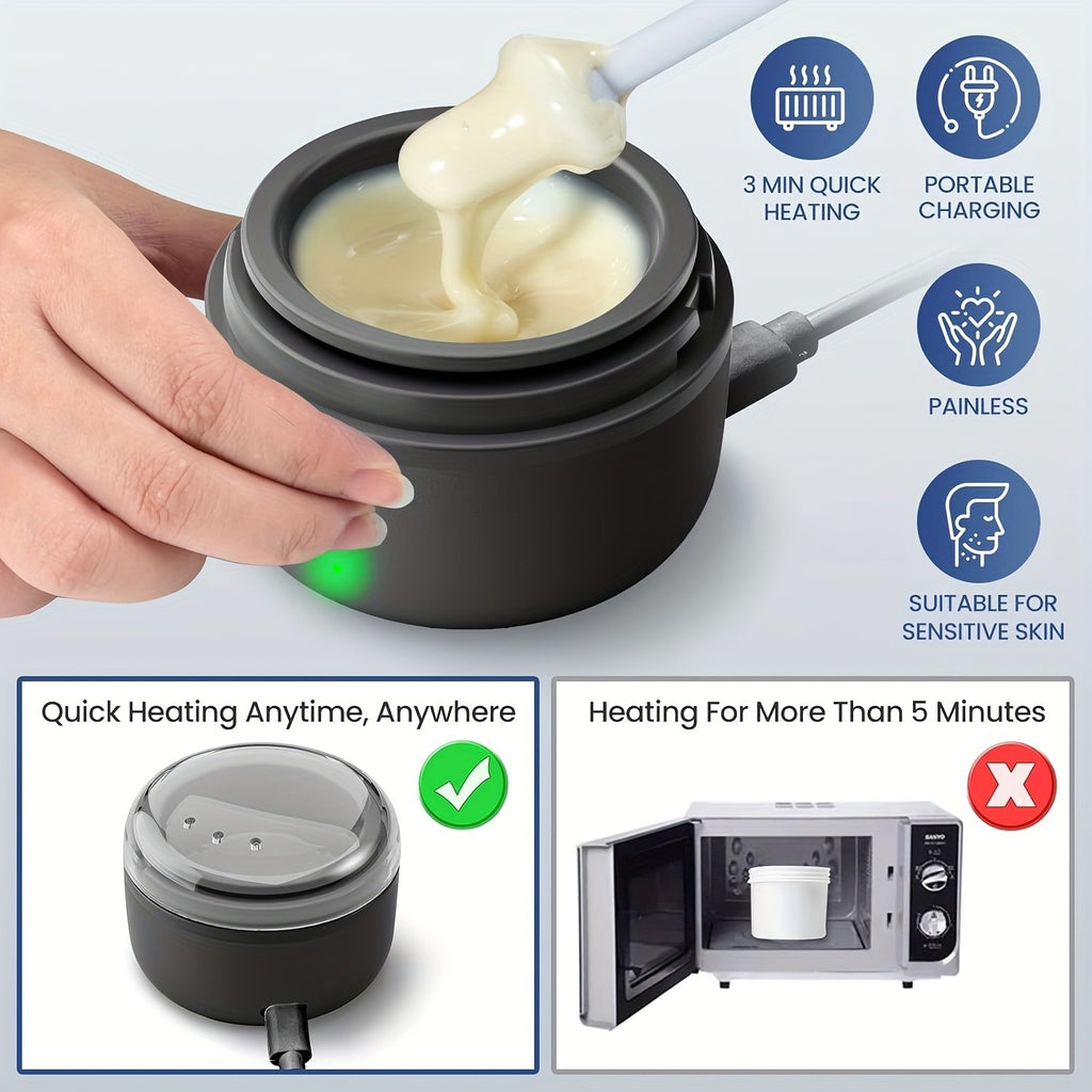 USB Mini Hot Wax Warmer Kit for Facial & Eyebrow Hair Removal