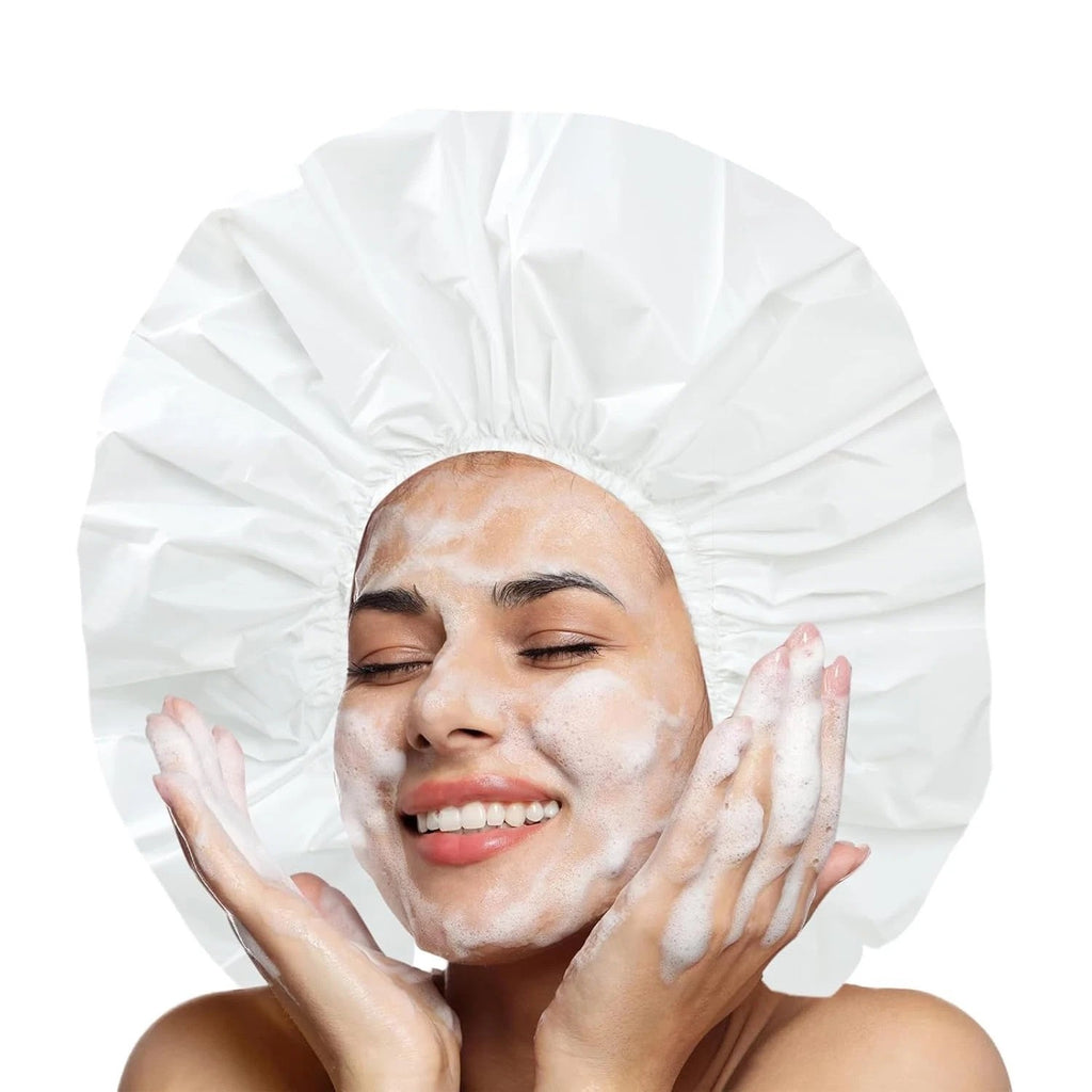 Extra Large Waterproof Shower Cap for Long Curly Hair - Reusable 2-Pack