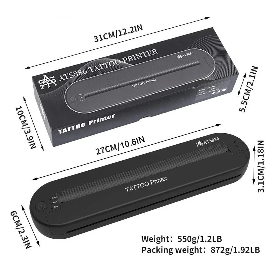 Professional Wireless Tattoo Stencil Printer with 15 Transfer Paper
