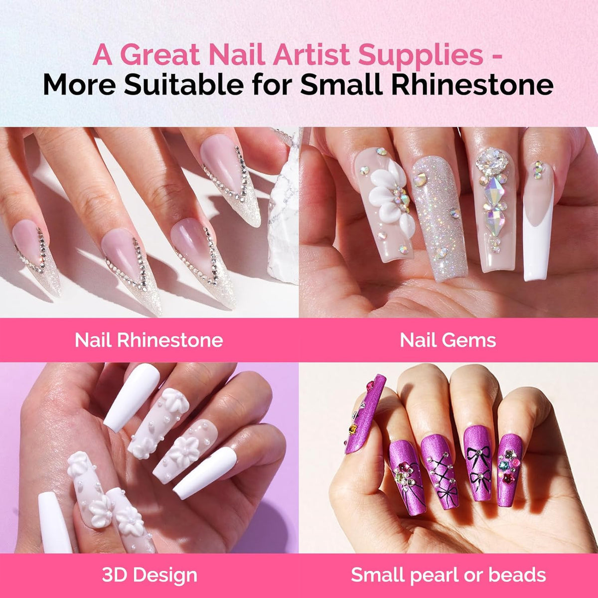 Nail Rhinestone Glue for 3D Nail Art - Strong Adhesive for Gem & Jewel Fixing