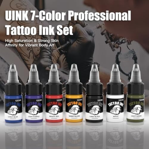 Tattoo Ink Set 7 Colors 0.65oz/20ml Long Lasting Body Art Inks