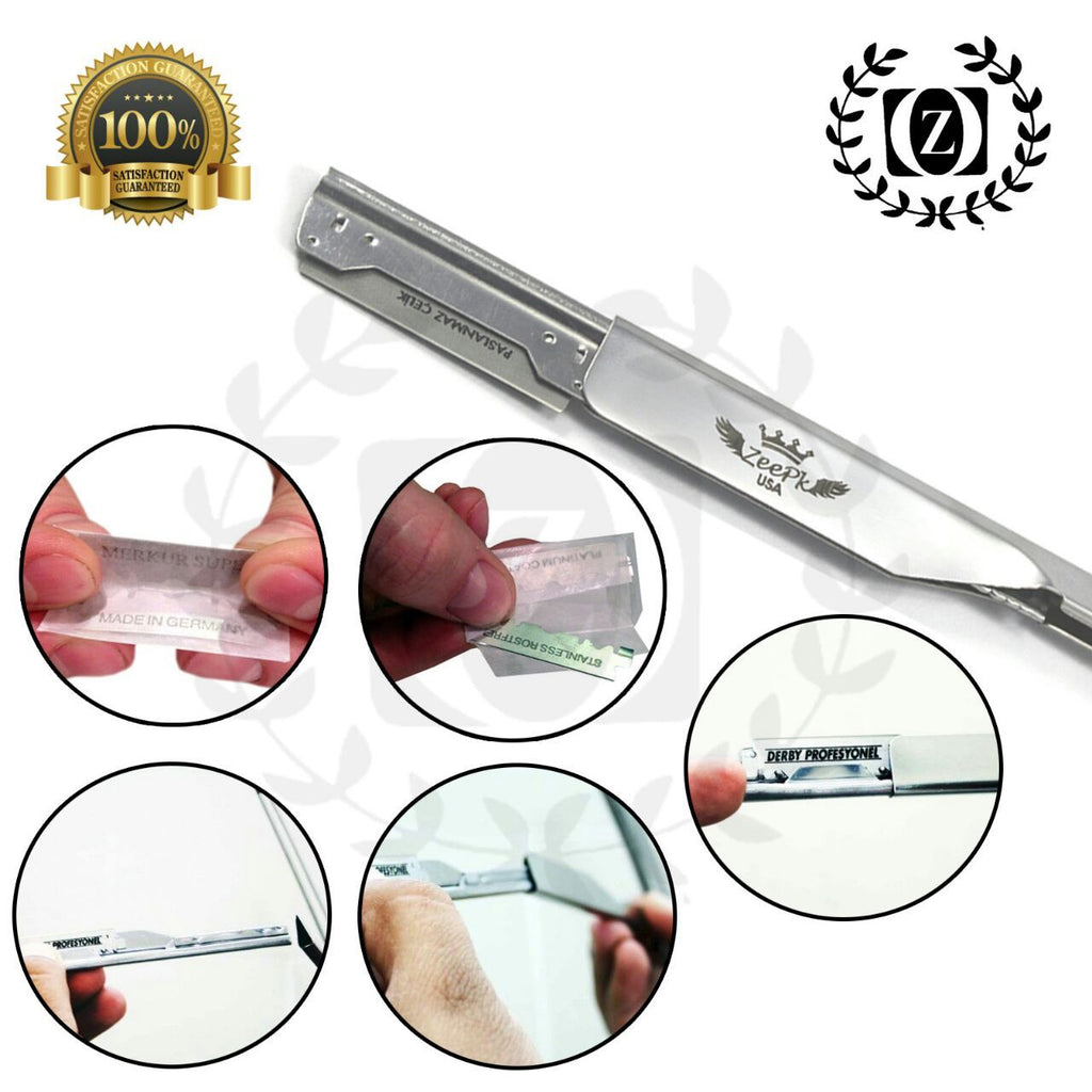 Professional Shavette Straight Razor Kit with 100 Derby Blades for Barber & Salon Use