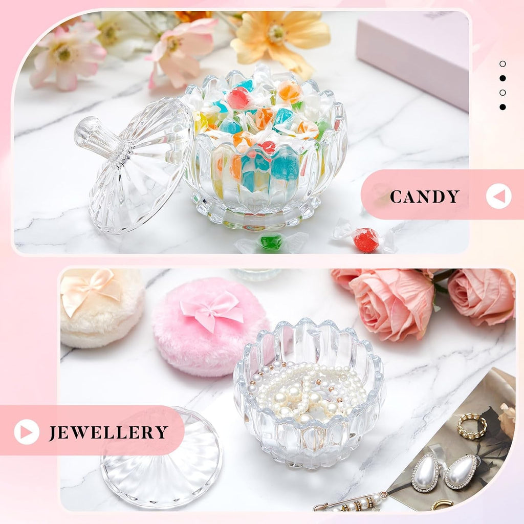 Large Body Powder Puff Set with Crystal-Style Container - 3 Pieces