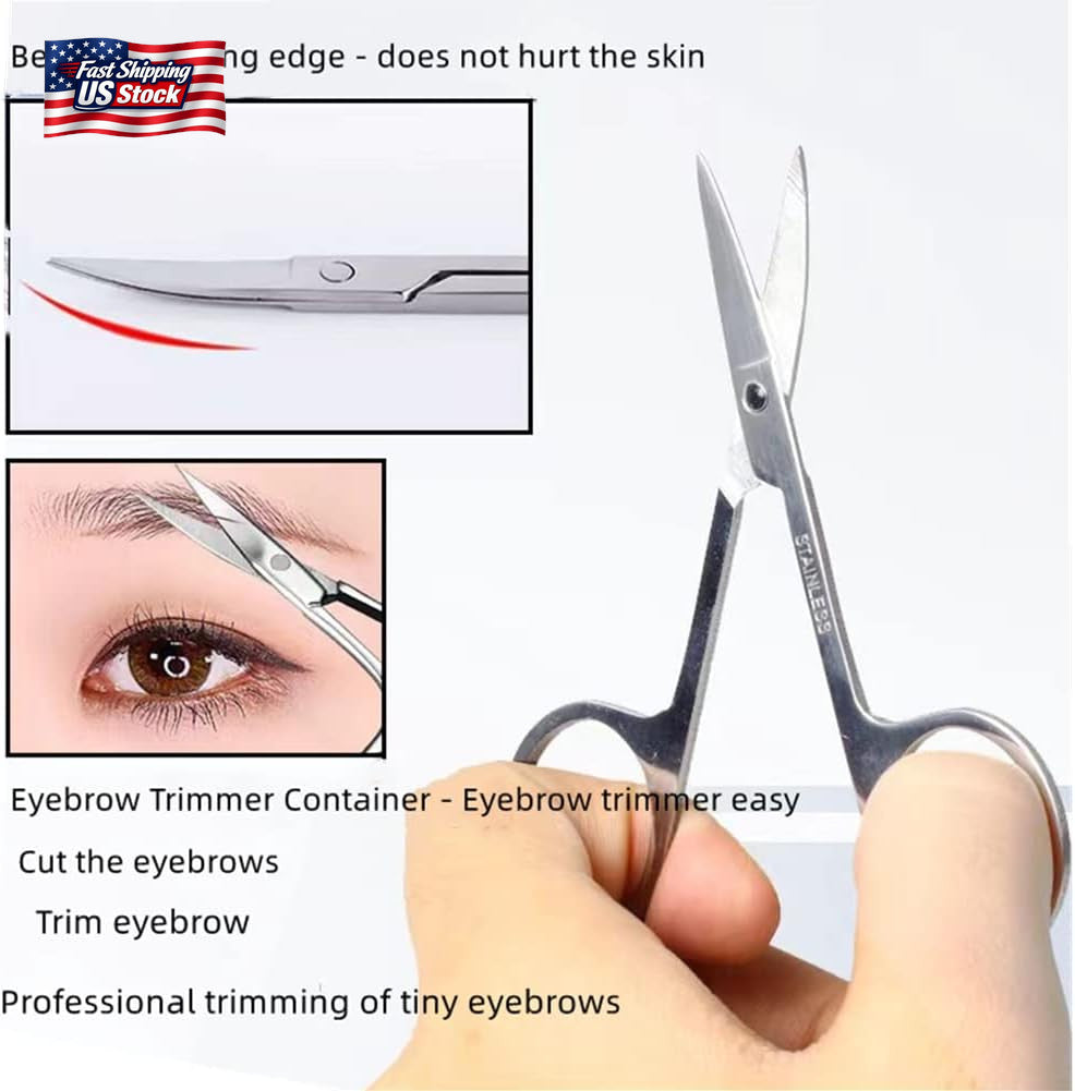 Small Curved Scissors 3.5 Inch for Facial Hair Grooming Eyebrows Nose & Ears