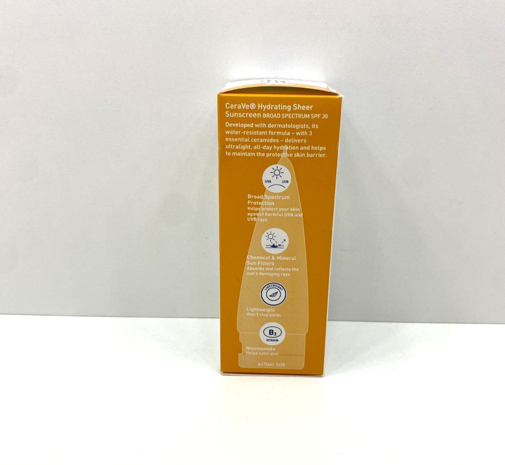 CeraVe Hydrating Sheer Sunscreen SPF 30 Face & Body - 3 oz, Broad Spectrum, Fragrance-Free