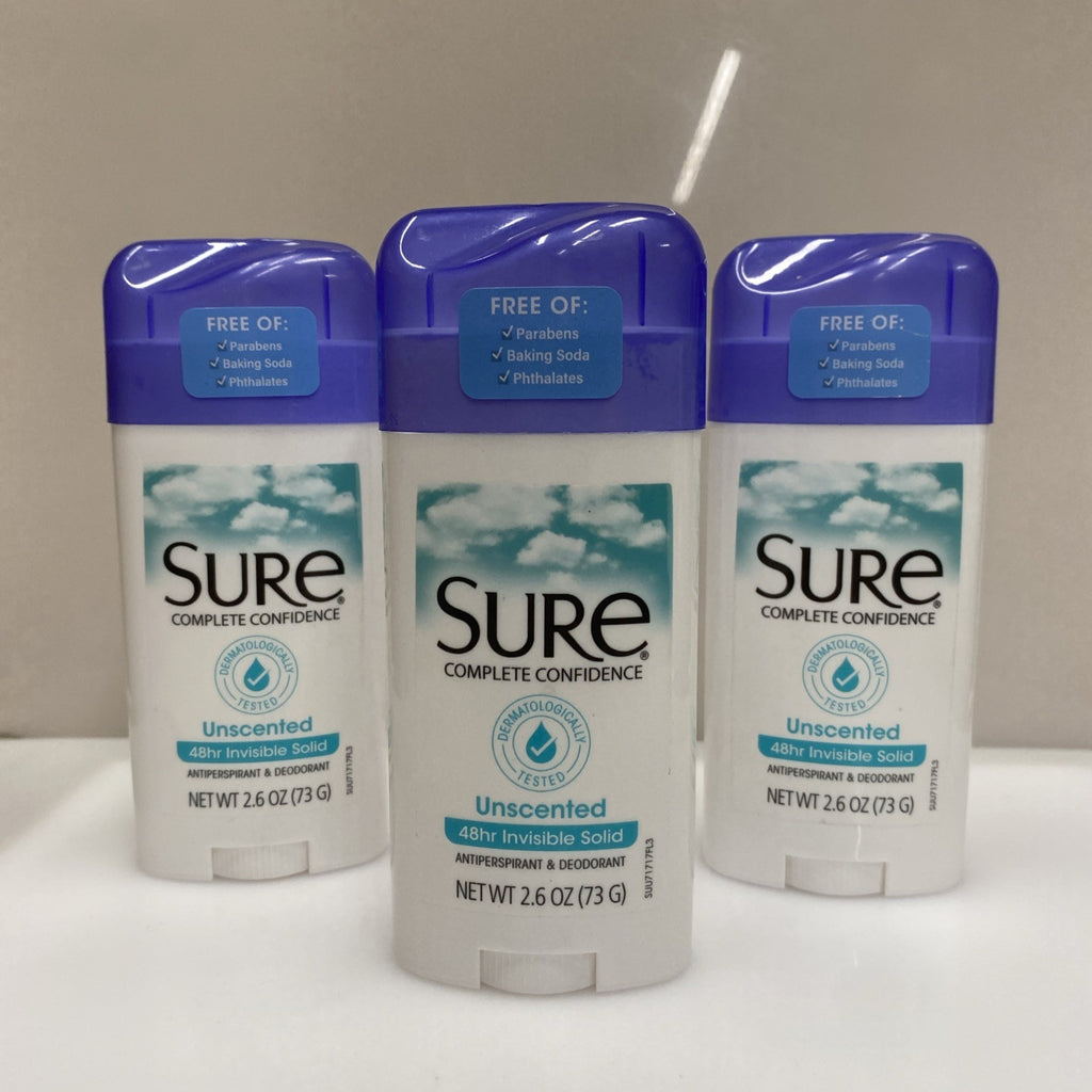 3 Pack Unscented Invisible Solid Deodorant - 2.6oz Clear
