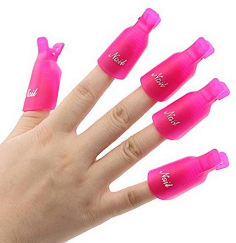 Gel Nail Polish Remover Clips Set - Reusable Soak-Off Manicure & Pedicure Caps