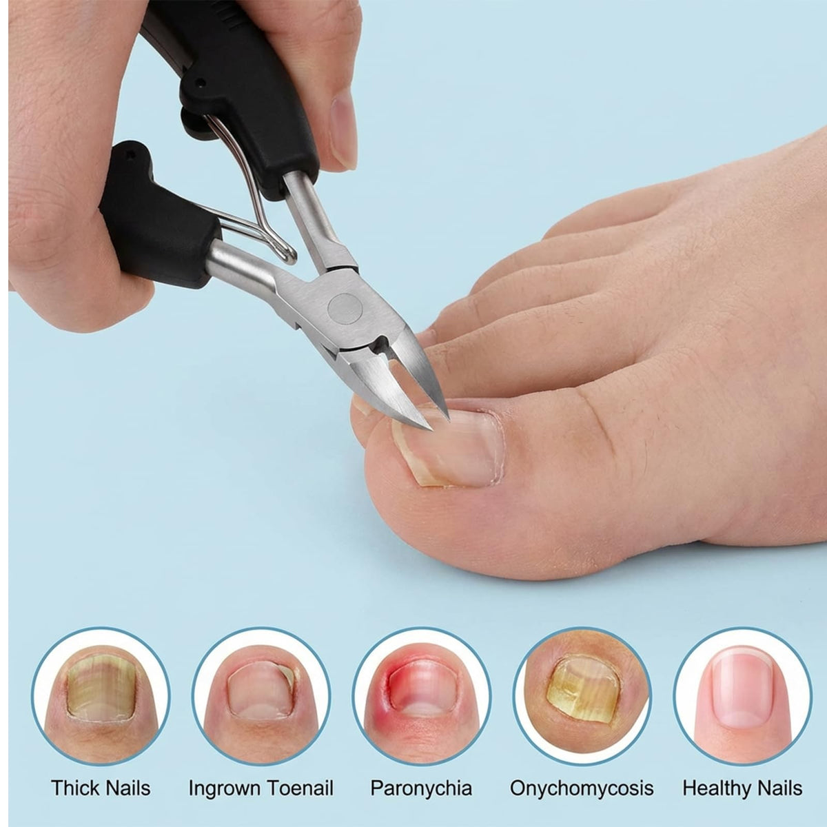 Heavy Duty Toenail Clippers for Ingrown & Thick Nails - Stainless Steel