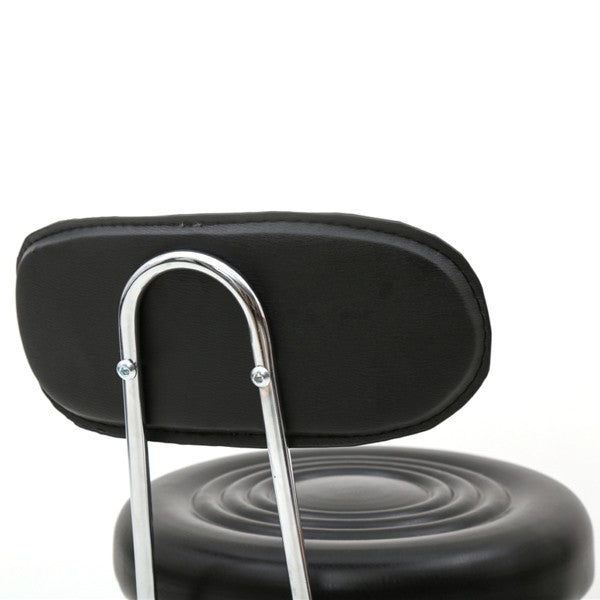 Hydraulic Adjustable Salon Stool with Backrest and Wheels - Black