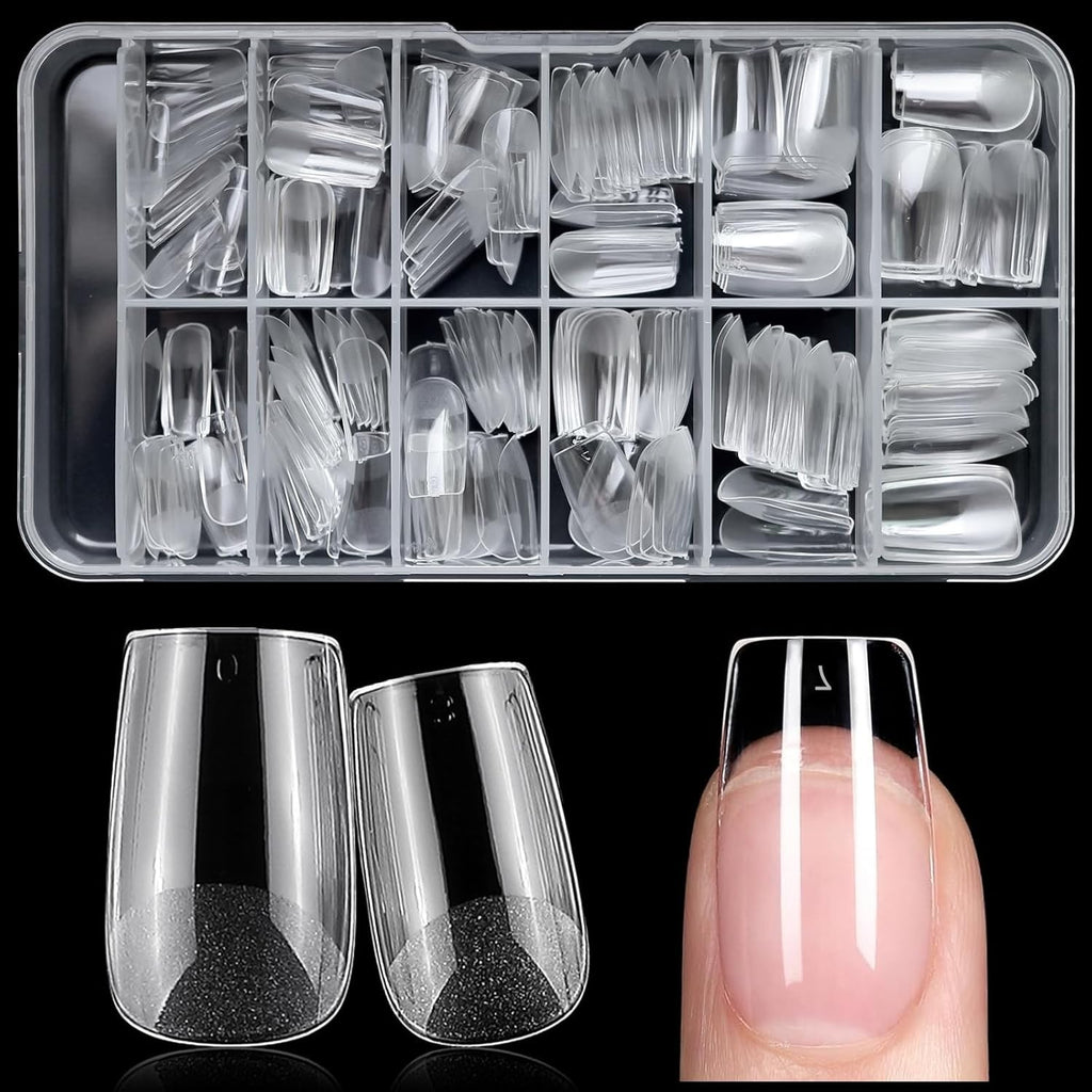 240-Pack Short Square Gel Nail Tips for Press-On Nails Clear Acrylic
