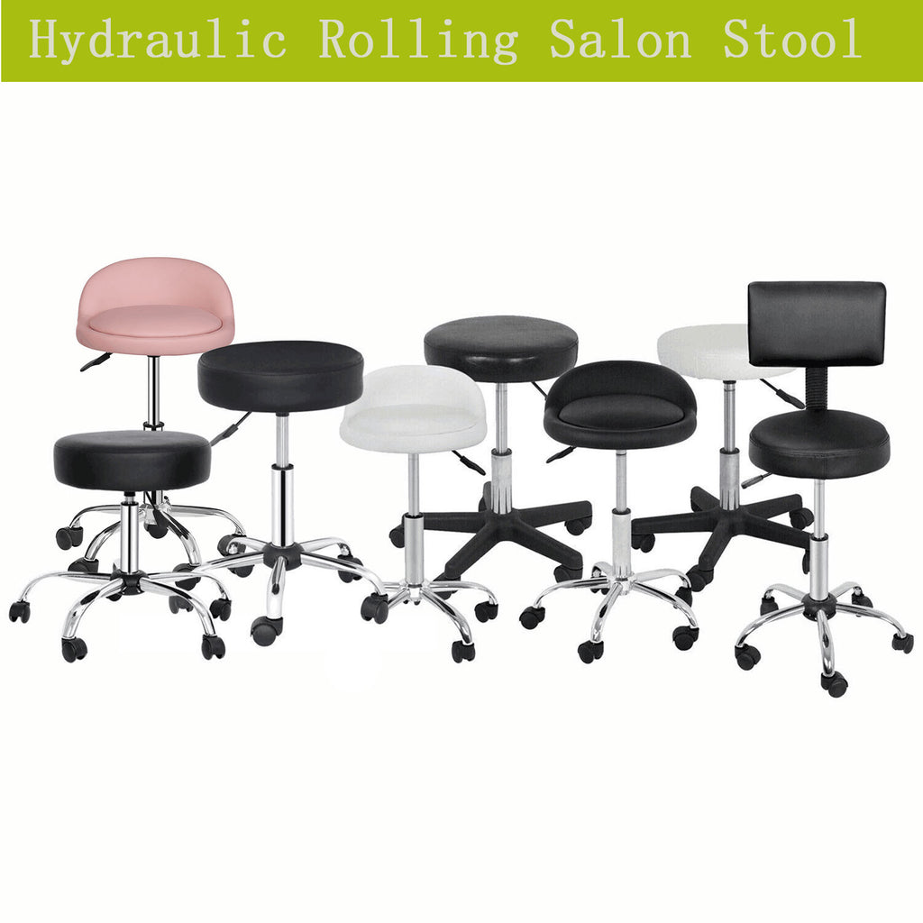 Hydraulic Rolling Salon Stool Chair Adjustable Height Swivel Seat