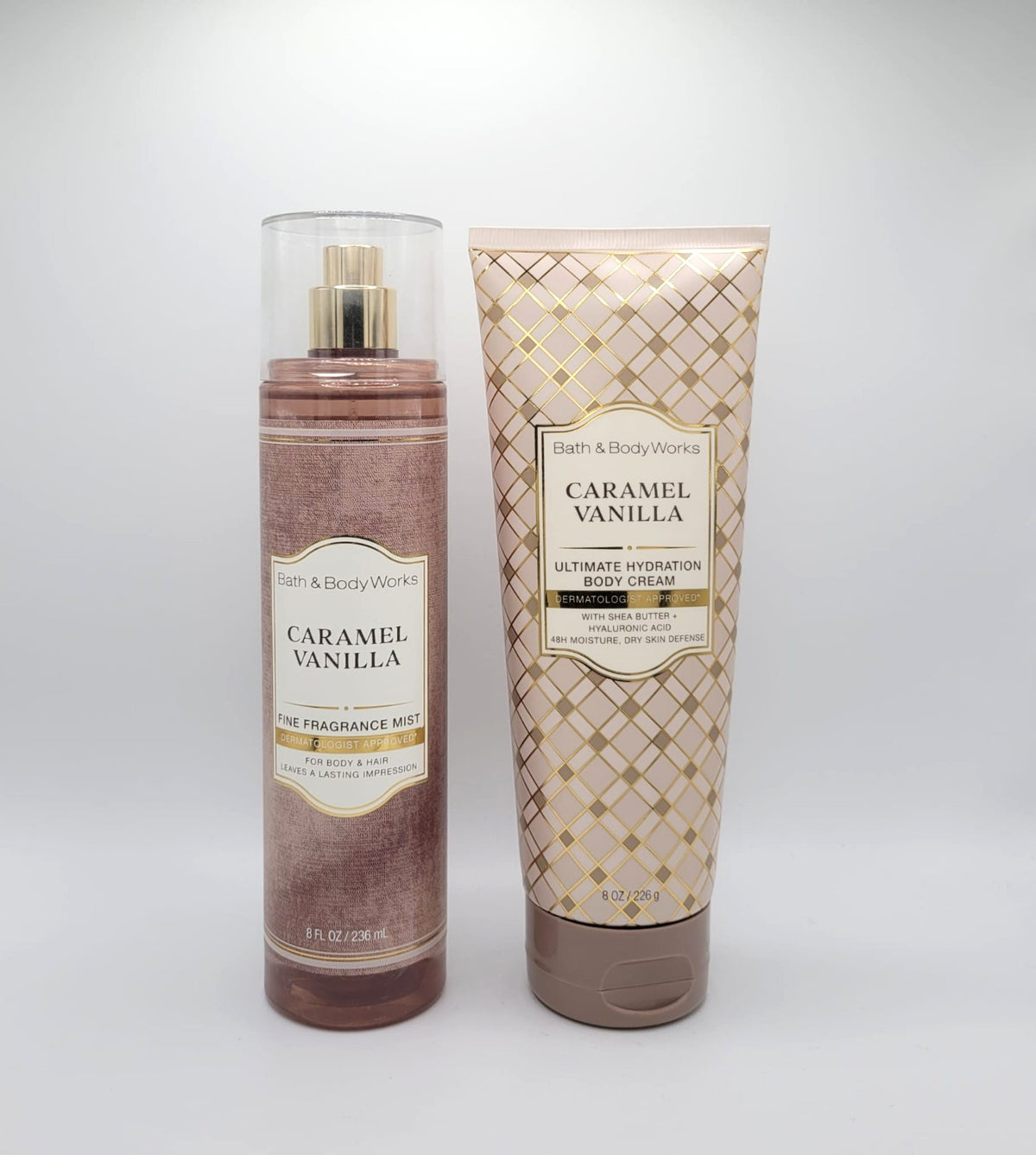 Caramel Vanilla Fragrance Body Mist & Body Cream Set - Bath & Body Gifts