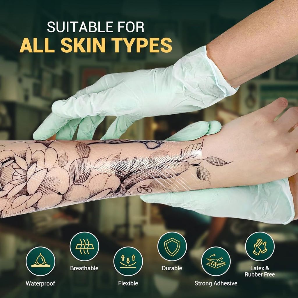 Tattoo Aftercare Film – Waterproof Second Skin Bandage 10.2 x 2 yd, 2-4 Count