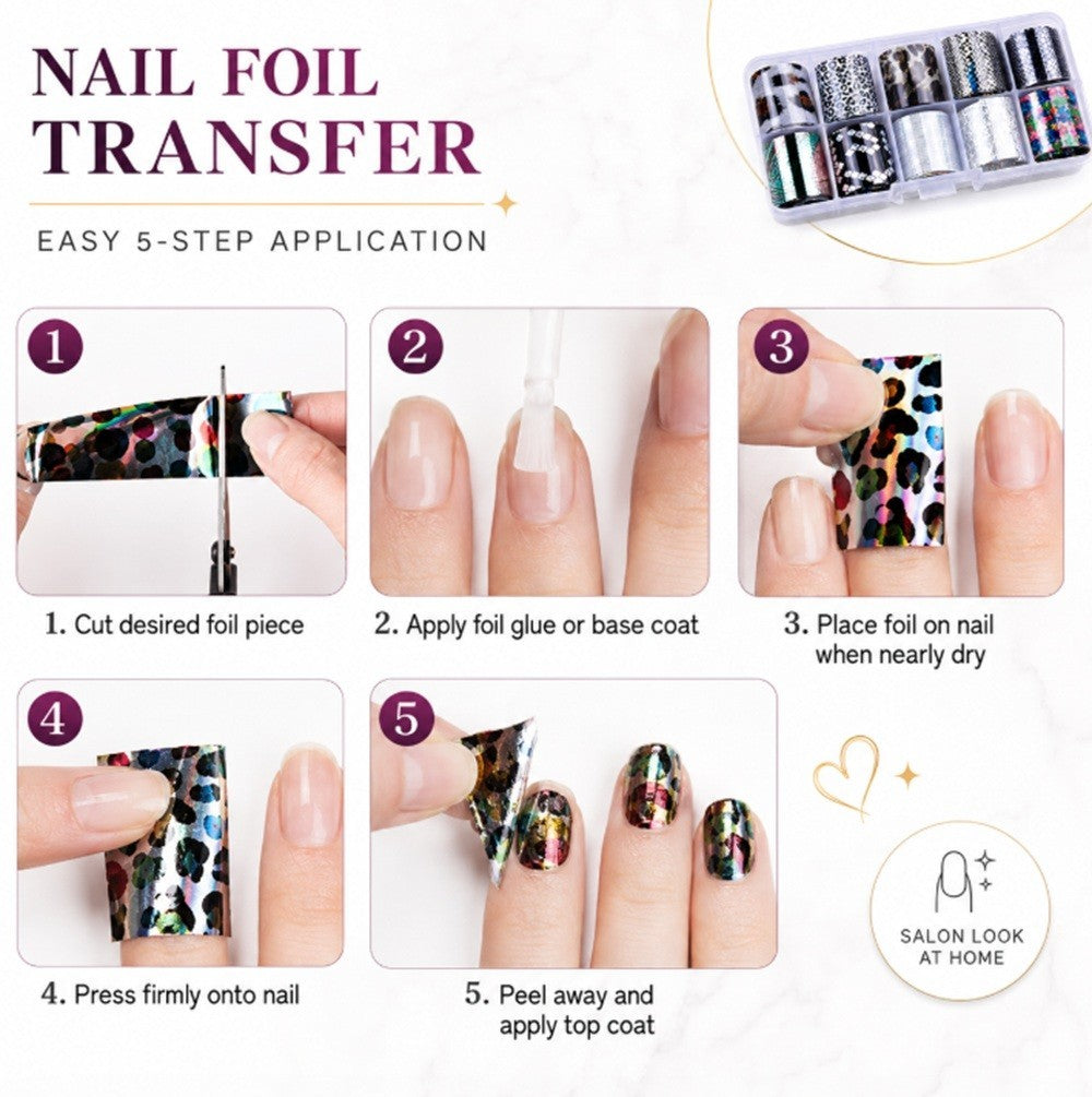 Holographic Nail Foil Transfer Stickers Star Sky Glitter Nail Art Decor Set