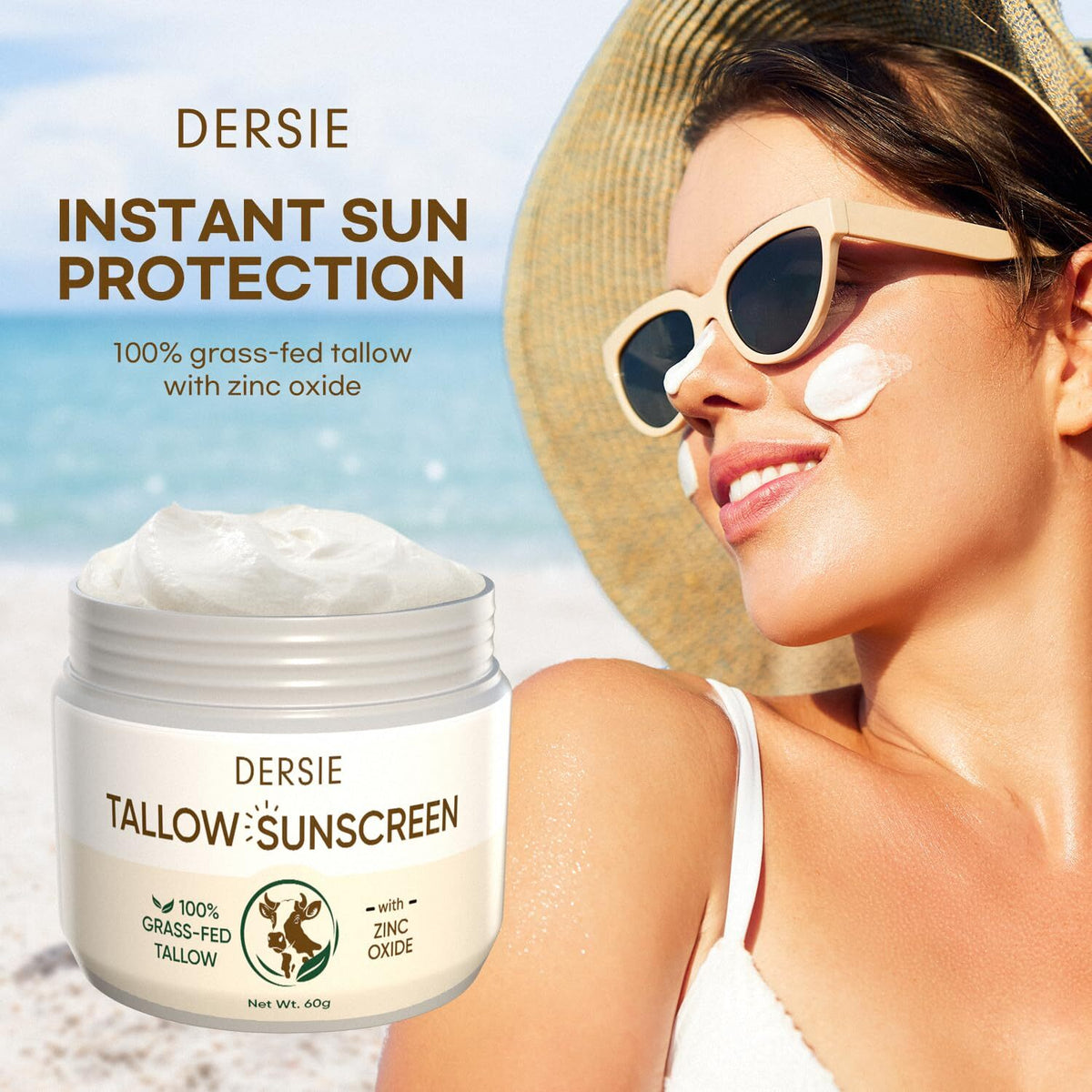 Natural Beef Tallow Sunscreen with Zinc Oxide - Skin Protection Balm