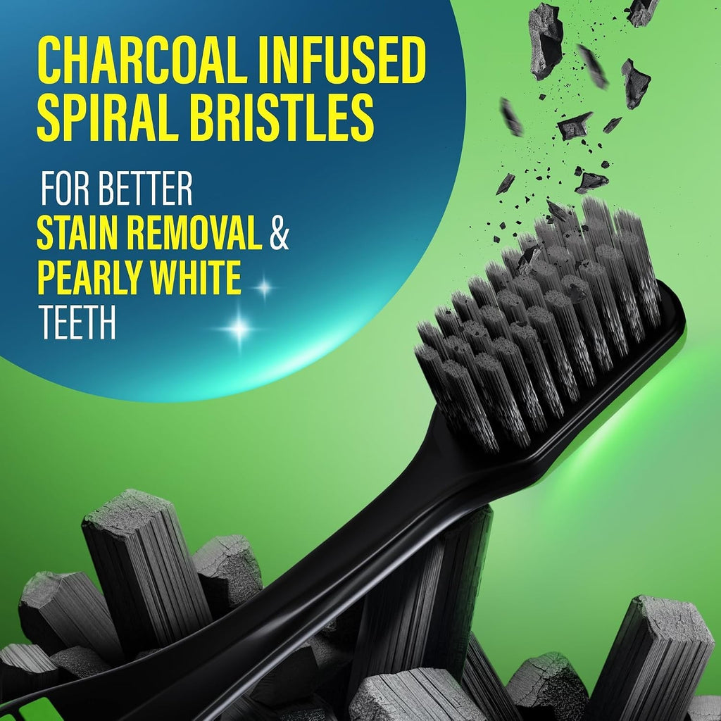 Gentle Giant Charcoal Toothbrush with Tongue Cleaner - Deep Clean & Whitening