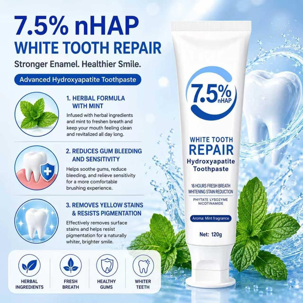 Fluoride-Free Mint Toothpaste for Enamel Repair - Nano Hydroxyapatite, Family Pack
