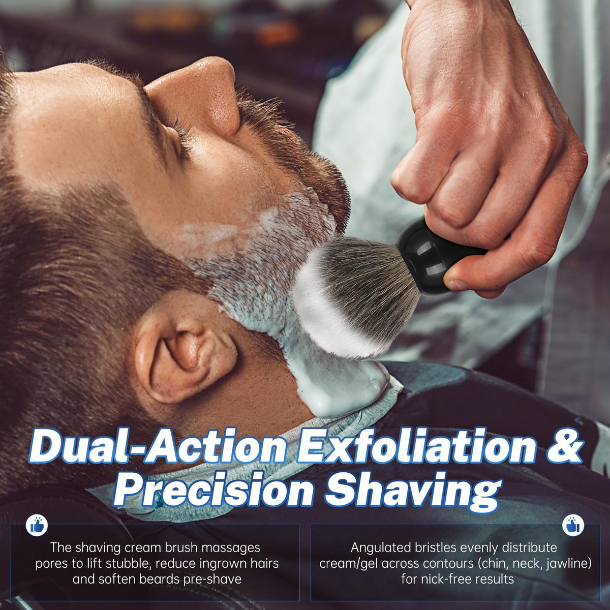Men's Shaving Brush Set with Badger Hair & Stainless Steel Bowl - Exfoliating Cream