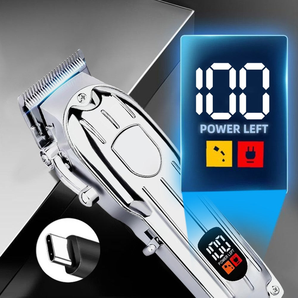 Rechargeable Hair Clippers Kit with Adjustable Blades and Metal Body