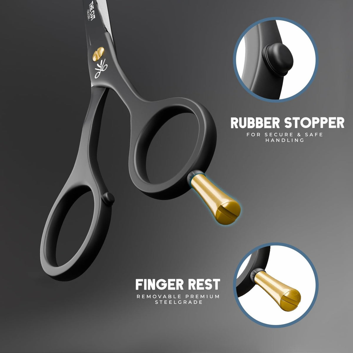 6 Inch Matte Black Hair Cutting Scissors - Professional Barber Shears