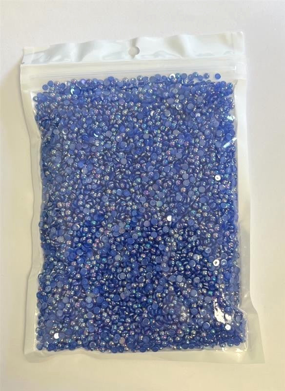 Resin Half Pearl Crafting Gems Set - Black Pink Blue Jelly AB 3mm 3 Pack