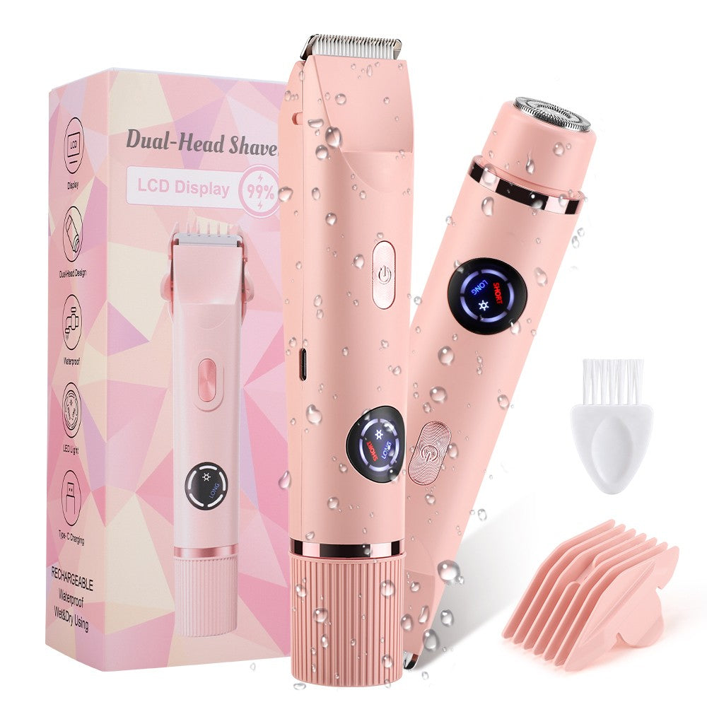 Women’s Bikini Trimmer & Facial Hair Remover – Waterproof Electric Razor with Dual Heads