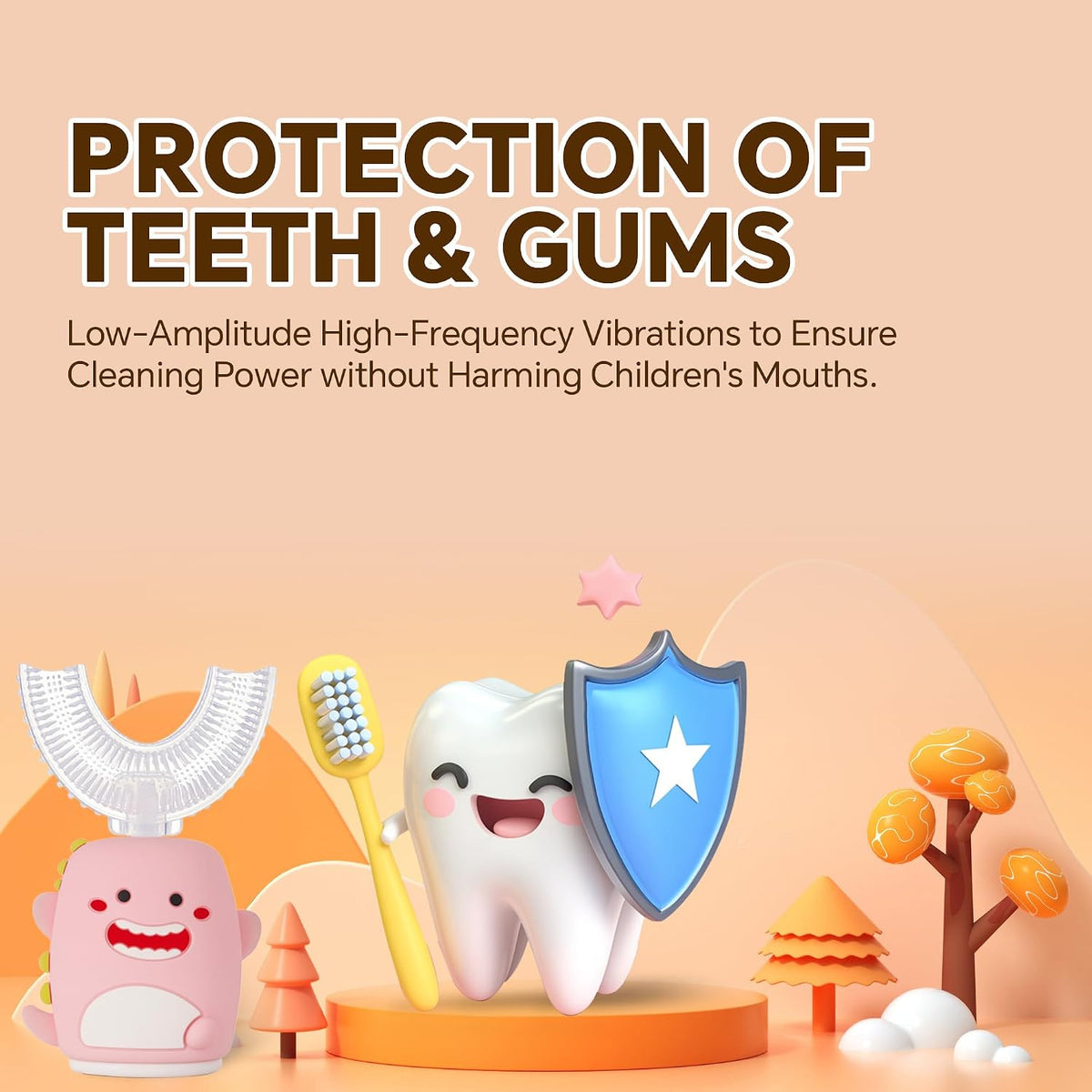 Kids Sonic U-Shaped Electric Toothbrush with 5 Modes & Waterproof Design