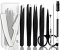 Women Facial Hair & Eyebrow Tweezers Kit - Stainless Steel & Anti-Slip