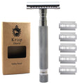 Double Edge Safety Razor for Men with 10 Blades - Stainless Steel Handle
