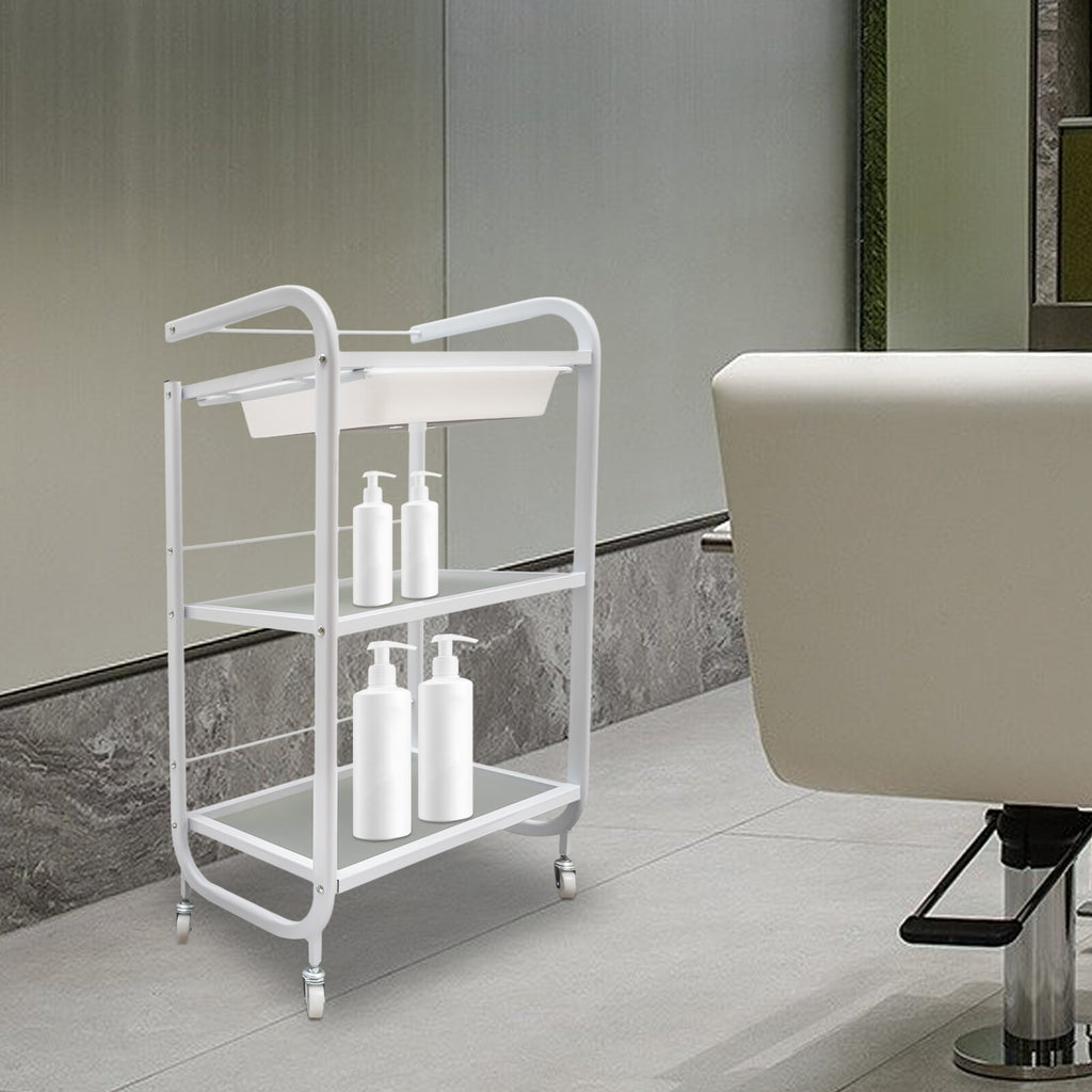Rolling Trolley Cart with Wheels and Drawer for Salon & Spa Storage