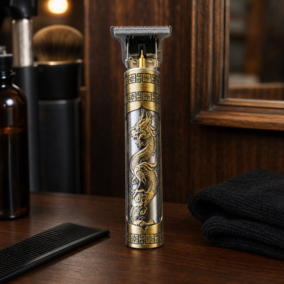 Vintage Dragon Beard Hair Trimmer for Men with Guide Combs - Portable Grooming Tool