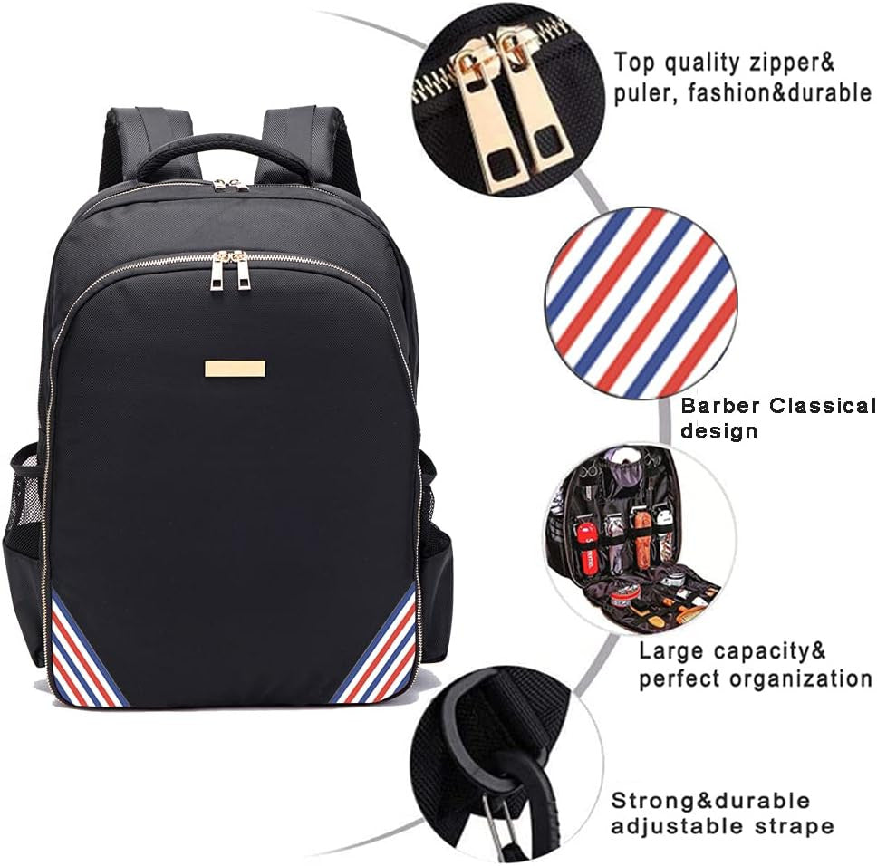 Large Barber Backpack for Hair Clippers Tools and Salon Supplies