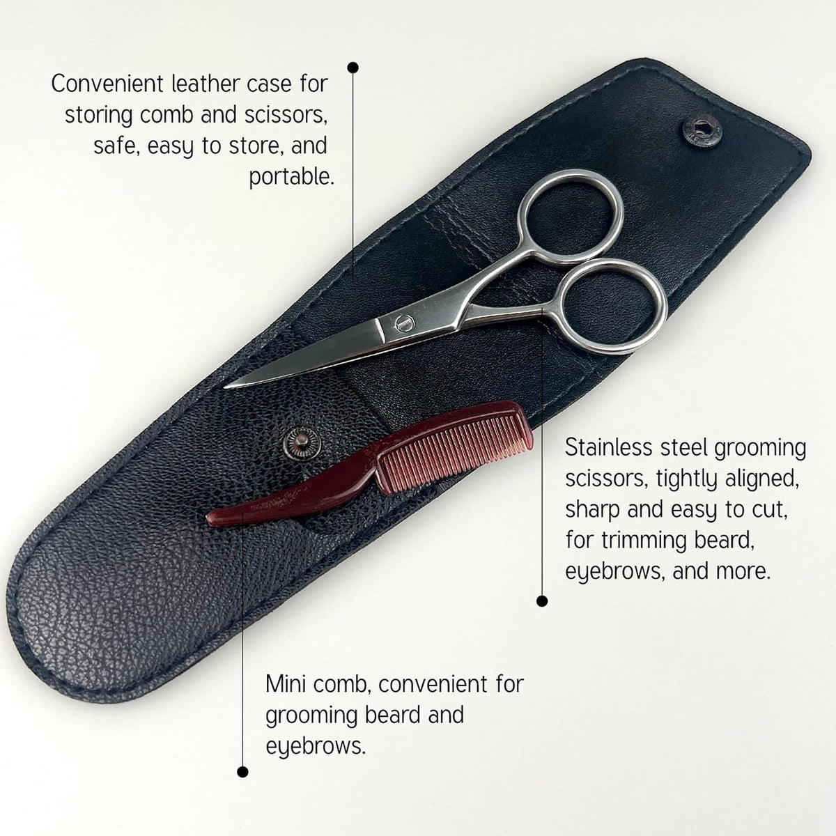 Men's Mustache Grooming Kit with Scissors and Comb Travel Set
