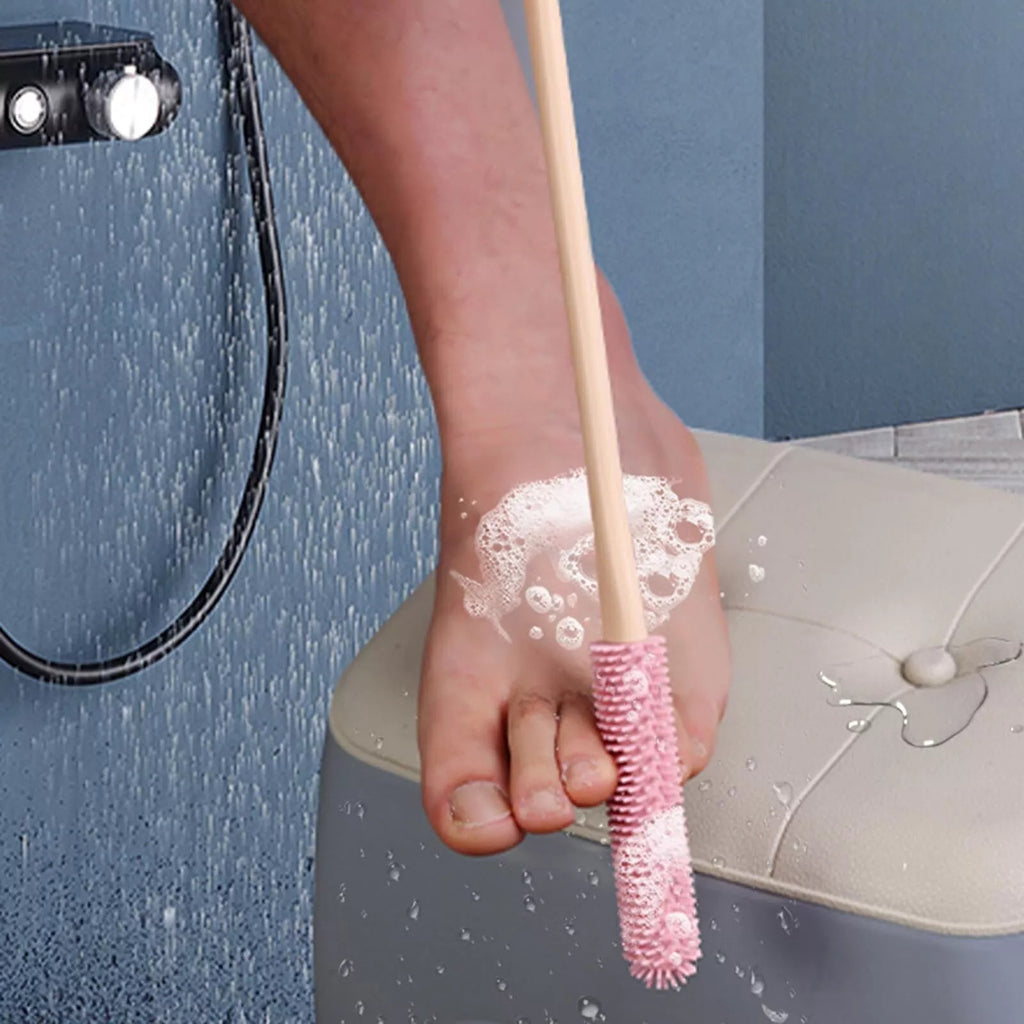 Toe Gap Cleaning Brush Set Long Handle Silicone Soft Rubber Deep Cleansing