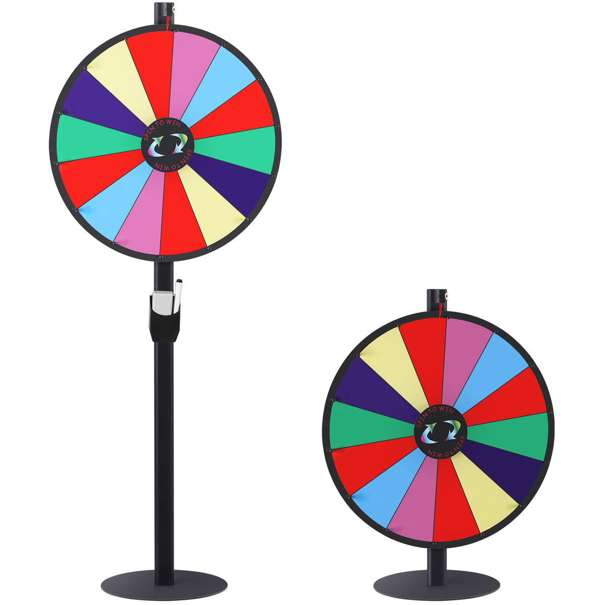 24-Inch Prize Wheel with 14 Customizable Slots & Dry Erase Markers - Floor Stand Spinning Game