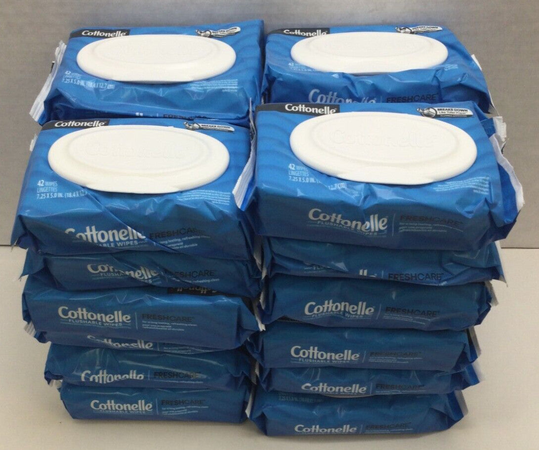 Cottonelle Flushable Wet Wipes 42 Count Per Bag - Bulk 1008 Wipes, Disheveled Packaging