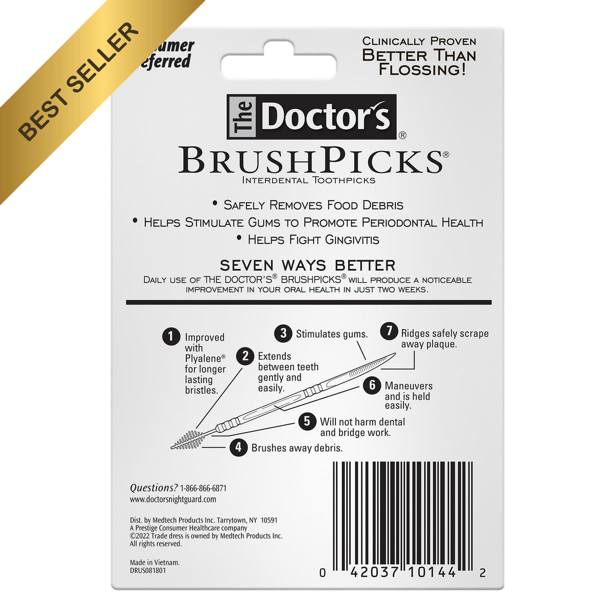 Interdental Toothpicks with Bristle Brush & Plaque Remover - 1100 Count Pack