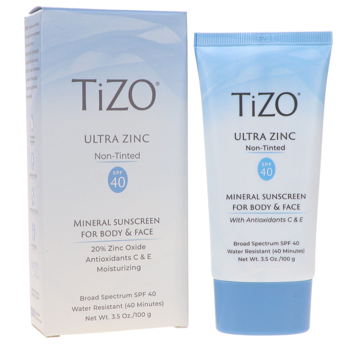 SPF 40 Zinc Sunscreen for Face & Body Non-Tinted with Antioxidants 3.5 oz