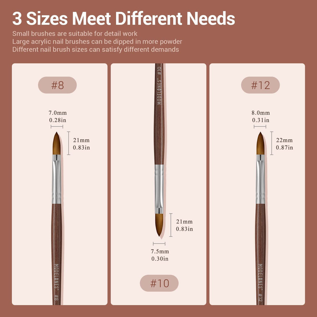 Acrylic Nail Brush with Wooden Handle - Size 8 for Professional & DIY Nail Art