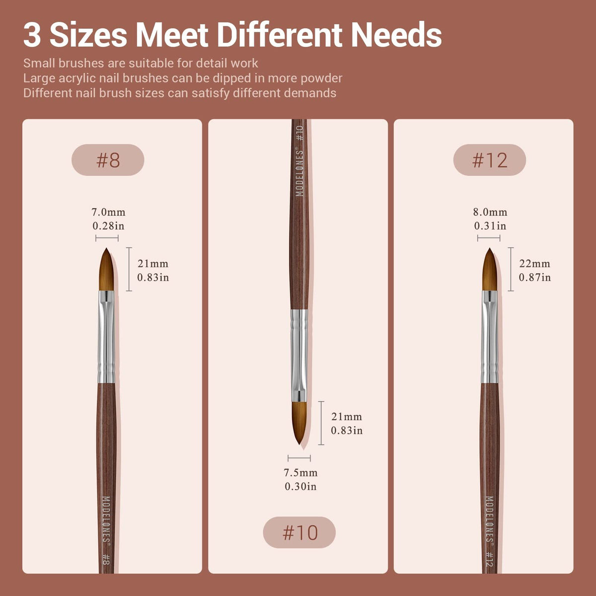 Acrylic Nail Brush with Wooden Handle - Size 8 for Professional & DIY Nail Art