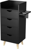 Salon Storage Cabinet for Hair Stylist and Barber Stations, Black MDF